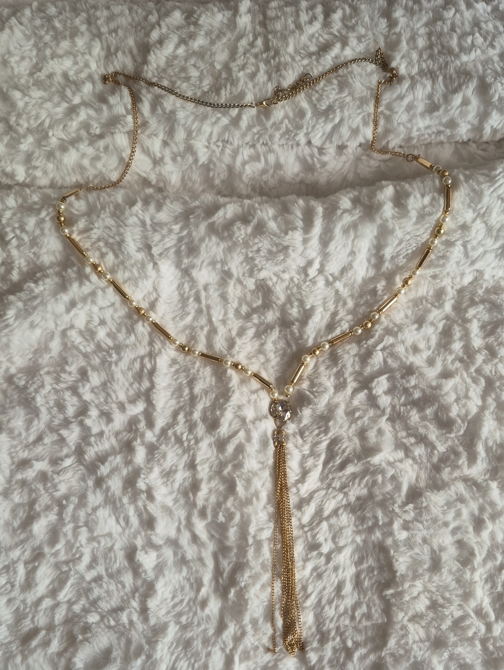 🎈Gold Tone Pearl Tassel Y-Necklace